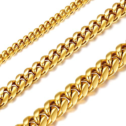 Richsteel vergoldet kubanischekette hochwertige goldkette chokerkette -6mm breit 36cm lang