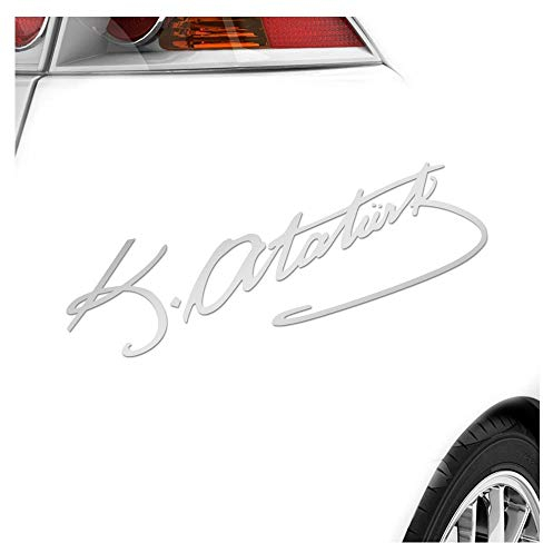 Kiwistar - Autoaufkleber - Mustafa Kemal Atatürk - Silber - 20x7cm - Aufkleber Auto, Laptop, Fahrrad, LKW, Motorrad mehrfarbig JDM Decal Racing