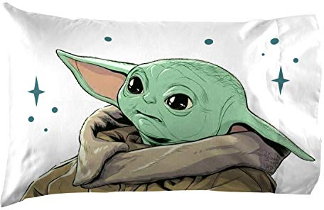 Star Wars The Mandalorian Curious Child 1 Pack Kissenbezug – doppelseitige Kinder-Bettwäsche – Mit The Child Baby Yoda (offizielles Star Wars-Produkt)