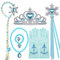 Tacobear Prinzessin Eiskönigin Elsa Kostüm Zubehör Set ELSA Perücke Zopf Prinzessin Krone Zauberstab Handschuhe Halskette Armband Prinzessin Frozen Elsa Schmuck für Kinder Mädchen Karneval Halloween
