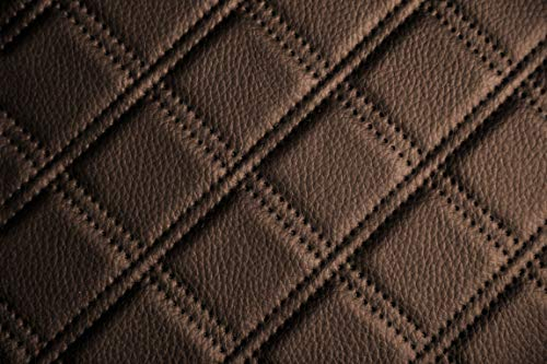 Kunstleder, Polsterstoff, kaschiert gesteppt Meterware, Doppel Karo, wasserabweisend, robust, dunkelbraun 140cm