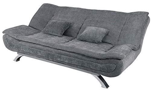 INMOZATA Sofa Bed Double Grey Linen Fabric 3 Seater Recliner Sofa 188cm Spring Corner Couch Lounge Sofa Bed with Two Cushions for Living Room Bedroom Home Office Furniture (Grey)