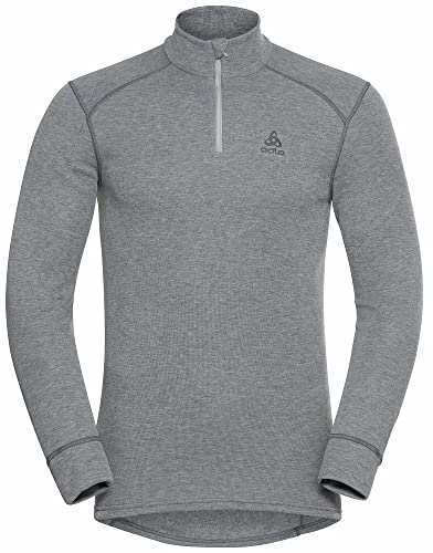 Odlo Herren Funktionsunterwäsche Langarm Shirt mit Reißverschluss ACTIVE WARM ECO, odlo steel grey melange, M