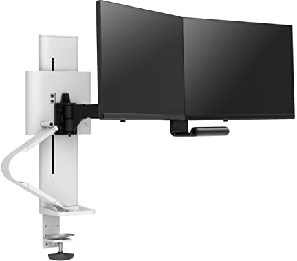 Ergotron – TRACE ™ Dual Monitor Arm, VESA Desk Mount – for 2 Monitors Up to 27 Inches, 1.8 to 4.9 kg Each – White
