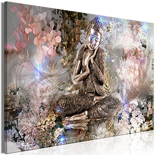 murando - Akustikbild Buddha Bilder Akustikschaum Hochleistungsschallabsorber Schallschutz Leinwand 1 tlg Wandbild Raumakustik Schalldämmung Garten Blumen Blätter Abstrakt
