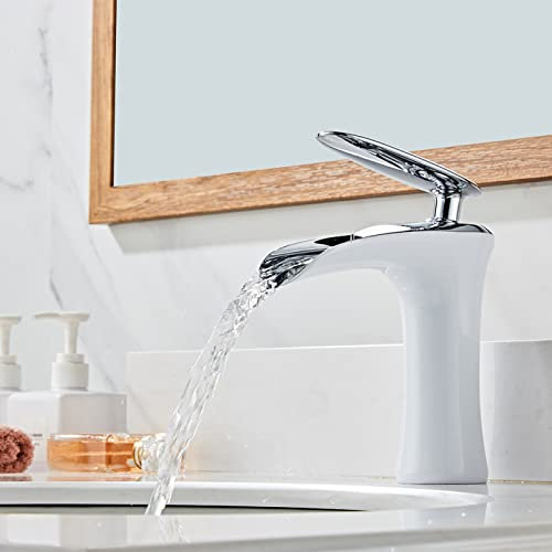 YHSGY Schwarz/Weiß Crane Basin Short Tap Waterfull Wasserhahn Bad Waschbecken Wasserhähne Heißes Kaltes Wasser Waschbecken Tapware Mixer