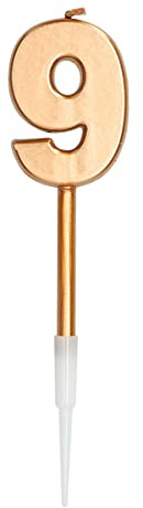 Folat 66039 - Kerze für Kuchen Bronze metalisch glänzend - ca. 10 cm hoch - Zahl 9