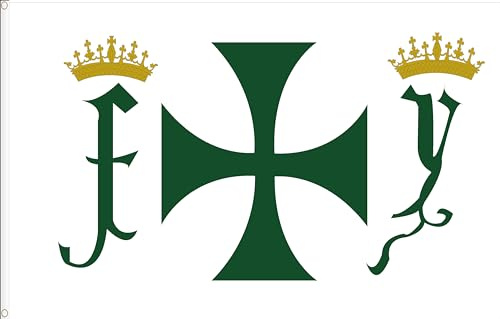 Bandera del Almirante Cristobal Colon. S. XV Calidad raso premium 120 gr. Tamaño grande 150x90 cm