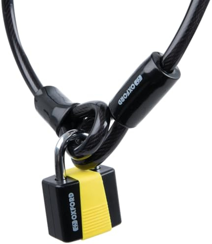 Oxford Motorcycle Security Loop Lock10 Hooped Cable + Padlock 10mm x 1.8m LK222