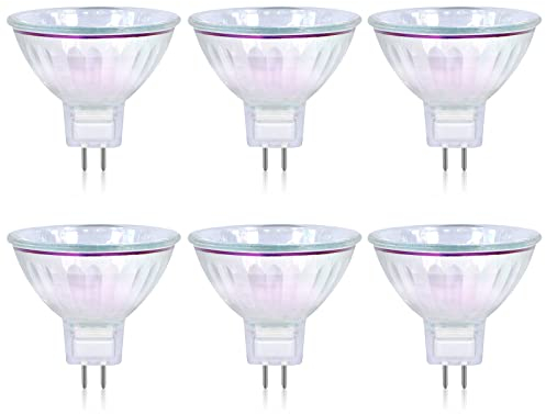 MR16 Halogen Light Bulb 50W GU5.3 2 Pin Base, 12V 3000K Warm White Spotlight 36°Beam Angle 4000 Hours Lifespan Dimmable MR16 Halogen Bulb Dichroic -6Pack