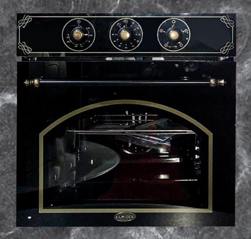 Forno da incasso elettrico ventilato vetro nero rustico 60 cm classe a 53 litri multifunzione manopole vintage decorato cucina casa Luxell B66-SF3