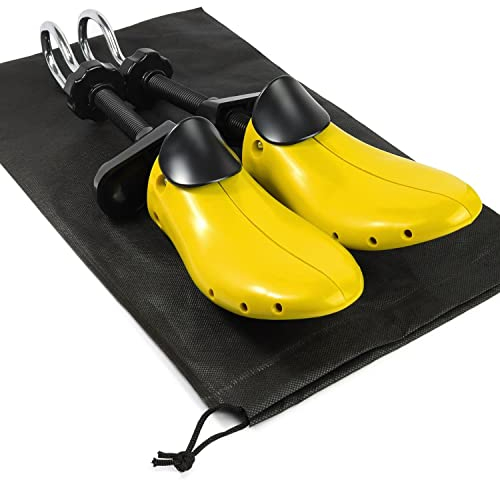 igadgitz home U7185 2-Wege- Schuhspanner, Schuhdehner, Schuhweiter, Schuhstrecker mit Ballenausformung, Höhenpolster und Kordelzugbeutel - Gelb und Schwarz - Damen EU 35,5-41,5