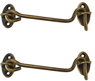 HEVSTIL Confezione da 2 ganci resistenti in ottone massiccio per la privacy, chiusura facile per cancelli scorrevoli, finestre da 10,2 cm, bronzo