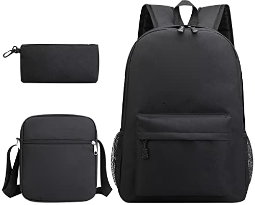 OADOBKICE Leichter Schulranzen-Rucksack Schule Einfacher Wasserabweisender Rucksack College-Schule-Büchertasche Große Kapazität Rucksack Mädchen Jungen Rucksack Niedlich Rucksack Schwarz 3ces BTS M