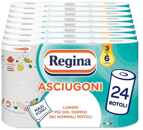 Queen - Toallas de papel de cocina | Paquete de 24 rollos de 2 capas | 85 lágrimas por rollo* | Maxi hojas más grandes y absorbentes | Papel 100% certificado FSC®