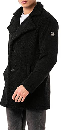 Redbridge Giacca da uomo Trench Cappotto Fluffy Coat, Nero , XXL