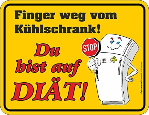empireposter Magnet Spruch - Fun - Finger Weg vom Kühlschrank - Größe 9x7 - geprägter Blechmagnet