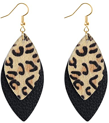 Leo Print Ohrringe Animal Print Ohrringe Leopardenmuster Ohrringe Boho Vintage Leopard Leo Handgefertigte Ohrringe Leder Hängende Ohrringe Drucken Frauen Ohrringe Baumeln Ohrschmuck Damen