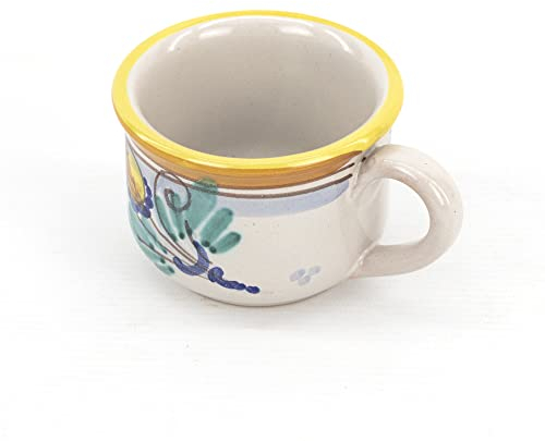 CEAR Ceramiche Teetasse mit Teller aus Keramik von Caltagirone, handbemalt, Gelb