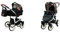 BabyLux Optimal 2-in-1 Baby Kinderwagen Tief und Kinderwagen mit Zubehör Verstellbar und faltbar Aluminium Konstruktion Wasserdicht Nicht abnehmbare Räder Grey Flex Black White Frame