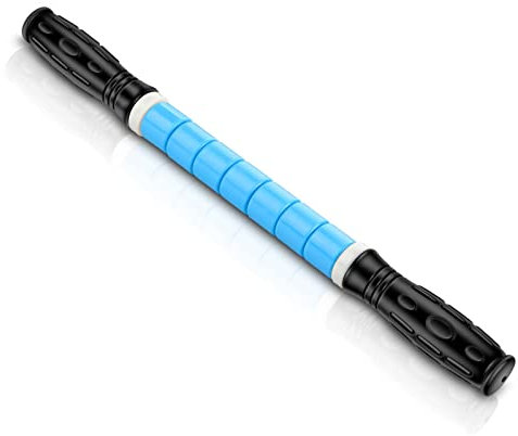 Faszienstab 44 cm, iGreely Doppelgriff-Bump Massageroller, Muskelrolle von Physiotherapeuten empfohlen, fördert die Genesung, schnelle Linderung bei Krämpfen, Schmerzen, verspannten Muskeln(Blau)