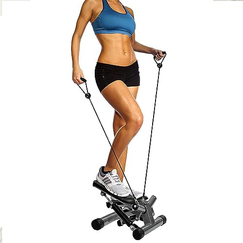 BalanceFrom Mini Stepper Exercise Machine, 300 Pound Weight Capacity – Compact Home Gym Equipment with Resistance Bands, LCD Monitor, Adjustable Height, and Non-Slip Footplates