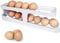 WAIZHIUA 2 Tier Rolling Egg Tray Holder Dispenser - Automatic Egg Storage Container for Kitchen Refrigerator Countertop (White)