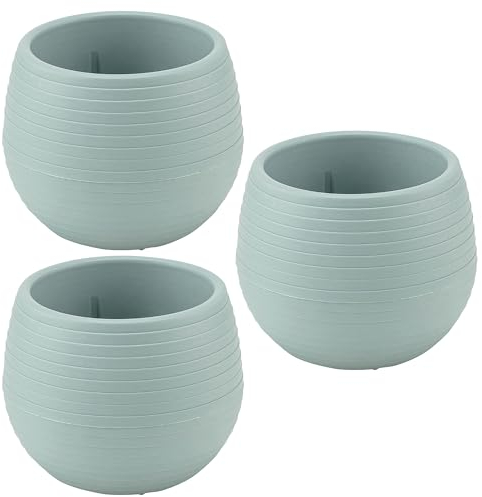 SOUK ONE Juego de 3 macetas de plástico para cactus (juego de 3 unidades, 9,6 cm de diámetro, color azul)