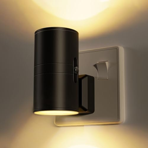 LOHAS - Luz nocturna con enchufe en la pared, luz nocturna vintage con sensor de atardecer a amanecer, brillo ajustable de 0 a 100 lm, blanco cálido 3000 K, luz nocturna regulable para pasillo,