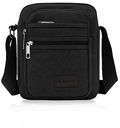 FuninCrea Casual Crossbody Tasche, Canvas Umhängetasche Messenger Taschen für Männer, Multi Pocket Crossbody Telefon Tasche mit Schultergurt für Sport, Reisen, Wandern, Radfahren