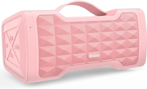 Bluetooth Speaker Loud 40W Wireless Portable Large Speaker Stereo Sound, IPX6 Waterproof, Support USB/AUX Input, Built-in Mic for Home Party Outdoor (Pink)