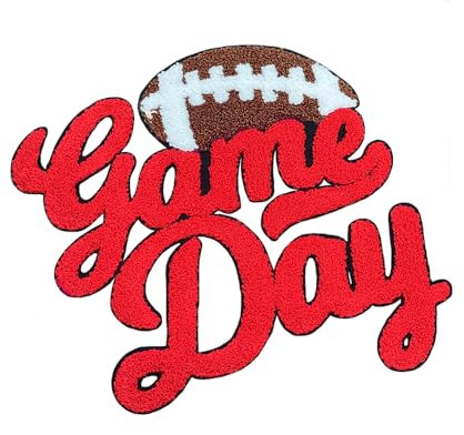 Football Game Day Chenille Iron-On Patch - Red