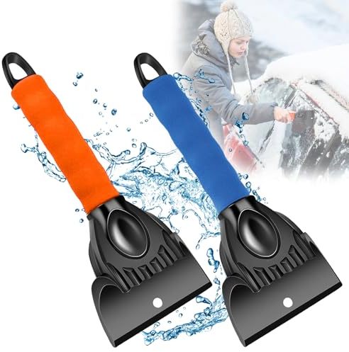 Zeaying 2 Stück Auto Eiskratzer Mit Rutschfester Softgriff, Auto Eiskratzer Professionell, Magischer Eiskratzer, Scheibenkratzer, Tragbar Schneekratzer Schneeräumwerkzeug für Autos Und Pick-Up-Trucks