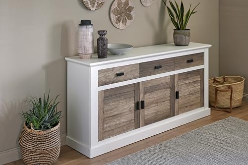 Jahnke Sideboard, Engineered Wood, Canyon Eiche/Weiss Struktur, One Size