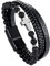 Dochais Herren Edelstahl Echtleder Armband, Jesus Christus Kruzifix Kreuz, Naturstein Geflochten Mit Magnet Verschluss, Schmuck Geschenke Für Männer (B, Schwarz, 23cm)