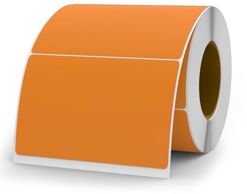 YIKIADA 500 Stück Orange Etiketten 50 × 76 mm Selbstklebend Vinyl Klebeetiketten zum Beschriften Wasserfest Aufkleber Rolle für Umzug Tafel Marmelade