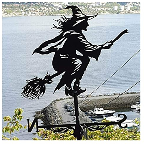 ANCNA-U Hexe Wetterfahne, Nostalgie Wand Wetterfahne Hexe Garten Dekoration Windrad Eisen Wetterfahne Edelstahl Wetterfahne Langlebig Gartenstecker