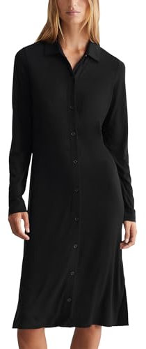 Marc O'Polo Damen Jerseykleid mit Stretch-Anteil Langarm, Schwarz (Black), L