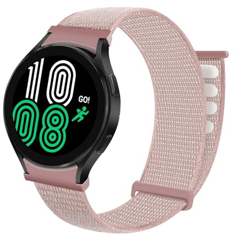 LKQASD Nylonschlaufe Kompatibel mit Galaxy Watch 6-5-pro-4 44 mm 40 mm Sportgurt Keine Lücken 20 mm Band Armband Galaxy 4-6 Classic 43 mm 47 mm Gurt(Rose pink 05,Watch 6 43mm)