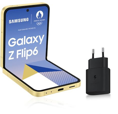 Samsung Galaxy Z Flip6, Smartphone Android 5G avec Galaxy AI, 256 Go, Chargeur secteur rapide 25W inclus, Smartphone déverrouillé, Jaune, Version FR