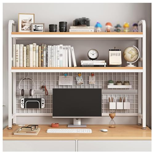 MiaJJooLi Schreibtisch-Bücherregal aus Holz, 2 Etagen, für Büro, 95 cm / 115 cm, Schreibtisch-Bücherregal, Schreibtisch-Organizer, Büro-Aufbewahrungsregal, Ausstellungsregal für Schreibtischstall