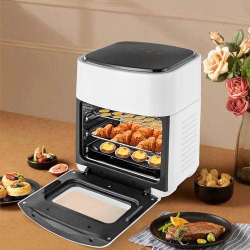 Friggitrice ad aria calda, 1400 W, 15 l, friggitrice ad aria calda con touch screen a LED digitale, friggitrice ad aria calda senza grasso, per grigliare/cuocere, arrostire, disidratare, 80-200 ℃