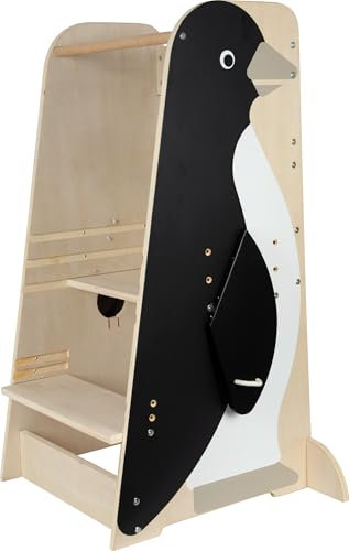 Small Foot Lernturm „Pinguin Wildlife“, höhenverstellbarer Learning Tower aus Holz, bis 50 kg, Montessori-Küchenhelfer für Kinder ab 2 Jahren, 12455