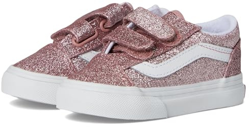 Vans Old Skool V RCFSL1 Roségold Glitzer Mädchen Schuhe Sneaker Klettverschluss
