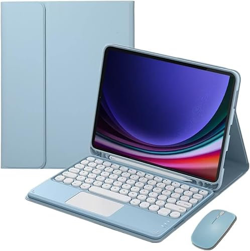 Bueuwe Custodia con Tastiera per Samsung Galaxy Tab S6 Lite 10.4 2024/2022/2020 - Trackpad Multi-Touch, Custodia per Tablet Folio con Tastiera Wireless Rimovibile,Blu
