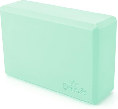Queenfit® Yoga Block - Hochdichter EVA Schaum - Yogablock, Yoga Würfel, Yogaziegel (Minze EVA Schaum)
