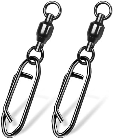 9KM DWLIFE Ball Bearing Fishing Swivels and Clips 25Pcs Snap Swivels Quick Change Terminal Tackle for Sea Crap Fishing Saltwater Size0