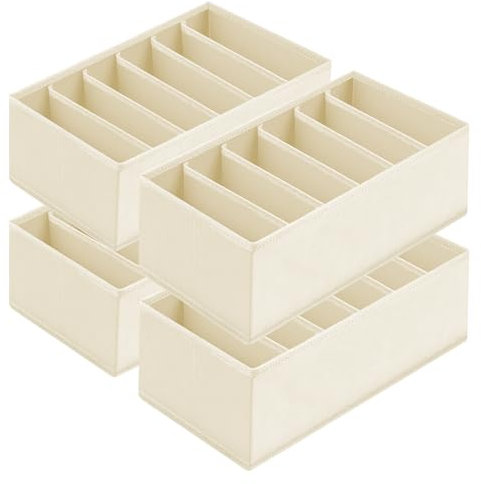 Homsorout Schubladen Organizer Kleiderschrank Organizer - 2er Set Schrank Organizer Stoff 30 x 15 x 9 cm Unterwäsche Organizer für Pax Organizer, Socken, Baby Kleidung, Beige
