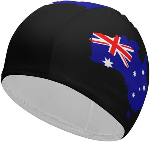 Bonnet de Bain pour Femmes et Hommes, Motif Drapeau Australien, Cheveux Longs, Bonnet de Bain pour la Natation