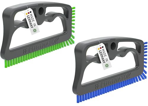 FUGINATOR® Fugenbürsten-Bundle grau/grün & grau/blau - Reinigungsbürste zur Fugenreinigung in Bad, WC, Küche usw. - Reinigung von Wand- und Bodenfliesen - Handliche Bürste für Fugen und Fliesen